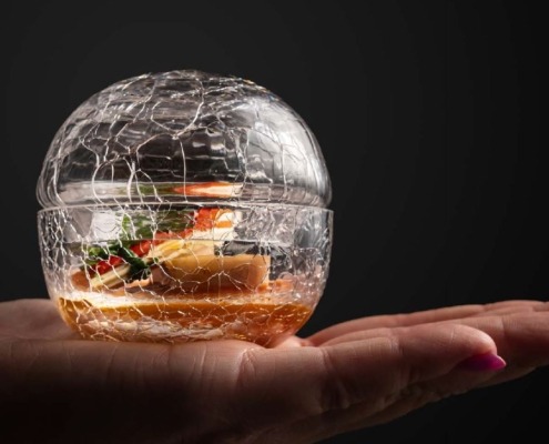 Boule Verre Craquelé Style Point
