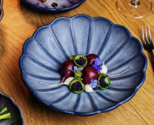 Assiette Flower bleu ou gris Style Point